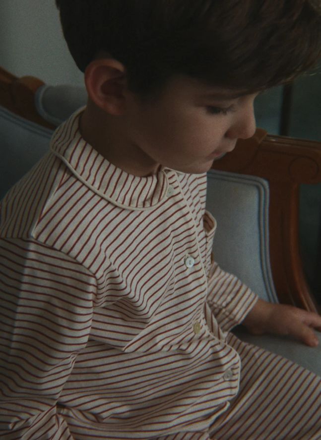 Pyjama Pio Rayé Coton Bio | Rouge