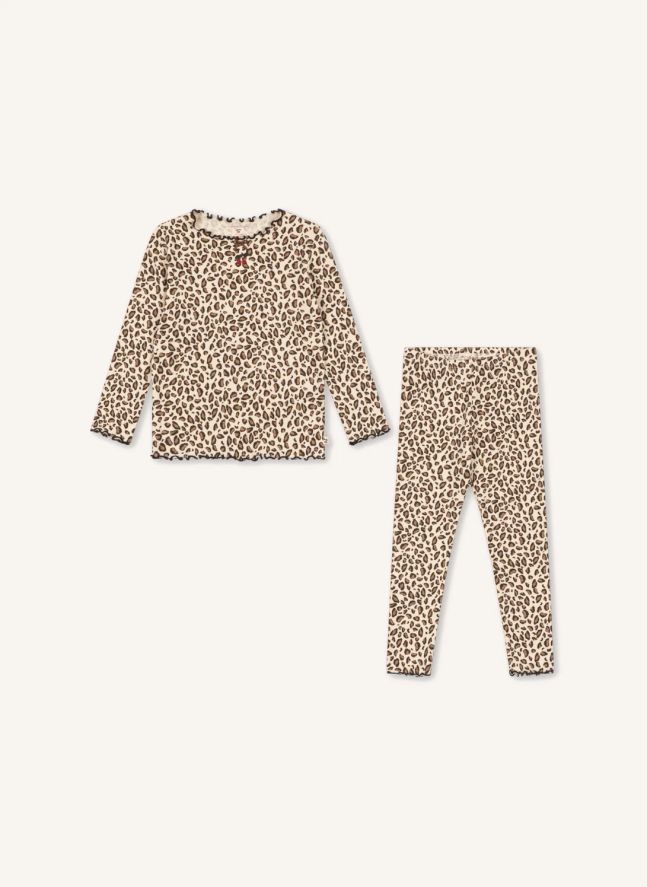 Ensemble T-shirt et Legging Rivi Léopard Coton Bio | Beige