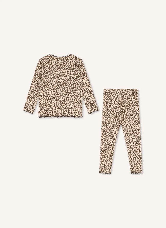 Ensemble T-shirt et Legging Rivi Léopard Coton Bio | Beige