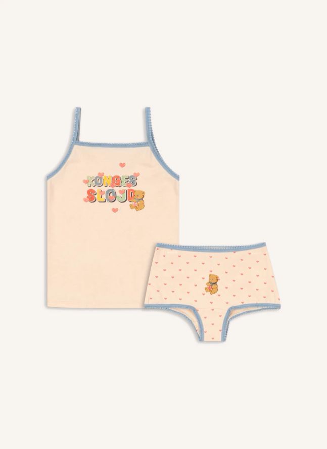 Ensemble Culotte et Débardeur Ourson Coton Bio | Rose pâle