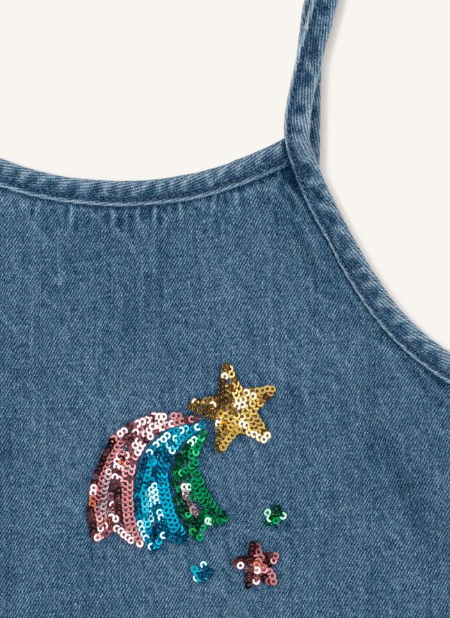 Robe Sequins Magot Denim Coton Bio | Bleu