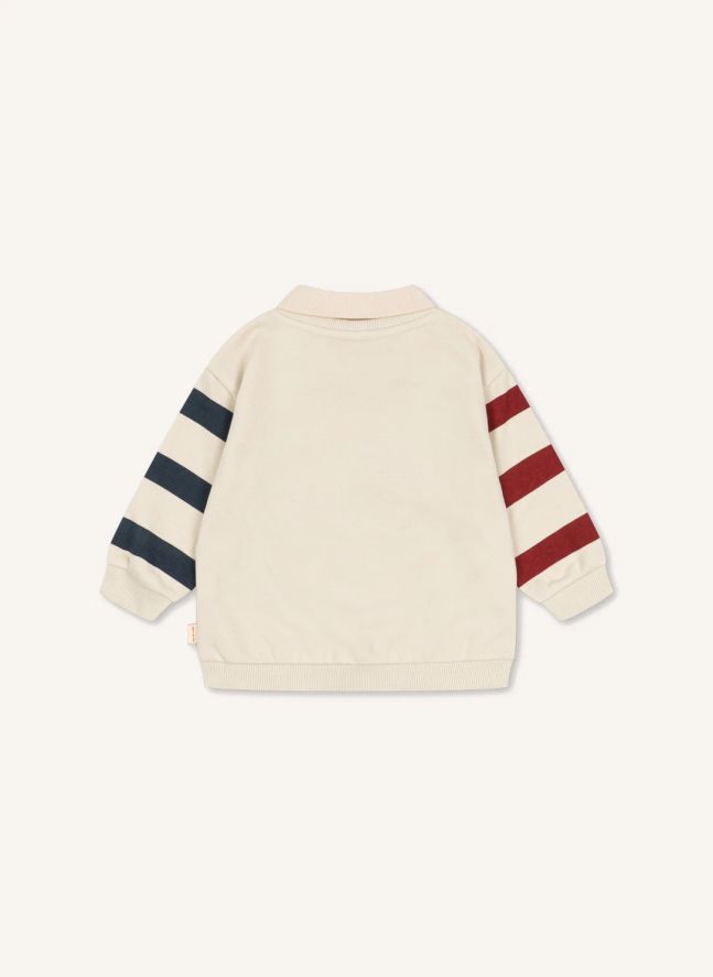Sweat Col Polo Spotty Chien Coton Bio | Ecru