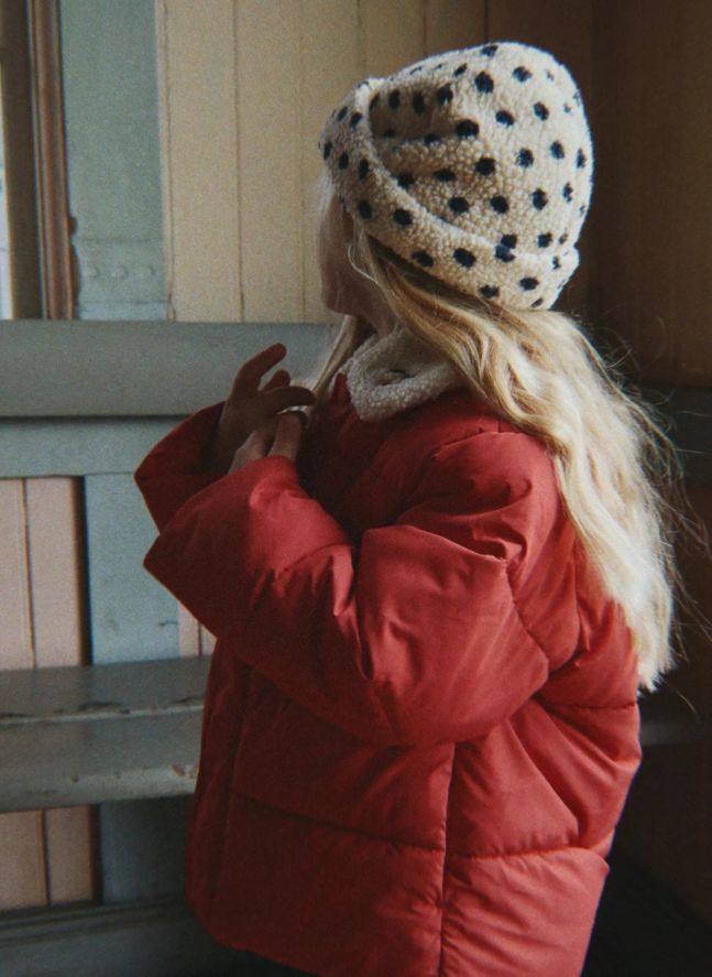 Bonnet Façon Sherpa Jody Pois Fibres Recyclées | Ecru