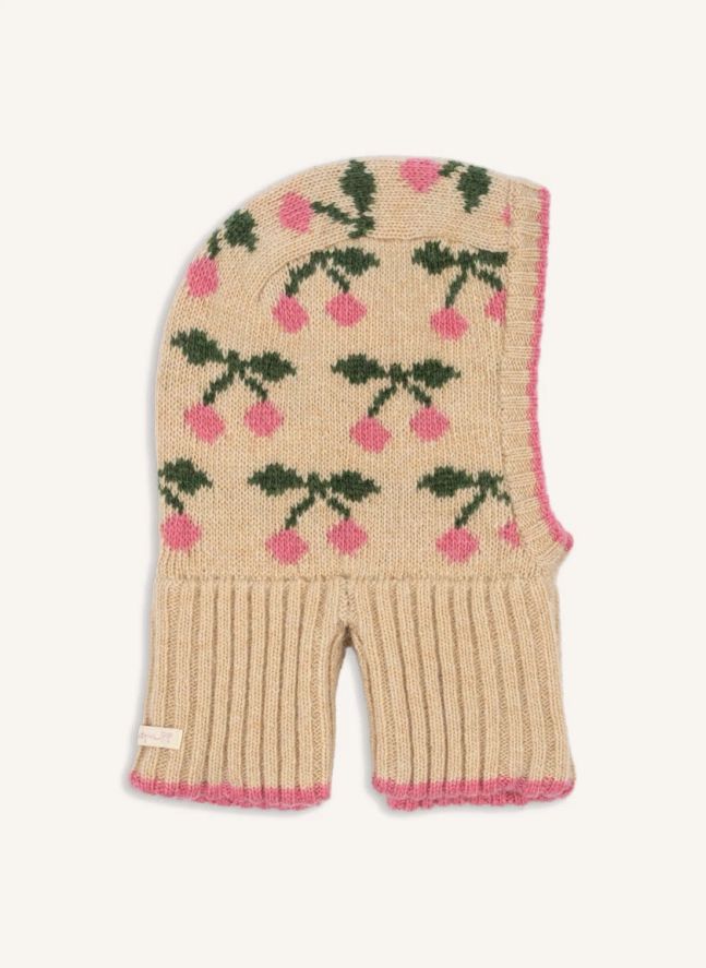 Cagoule Belou Cerises Laine | Rose pâle