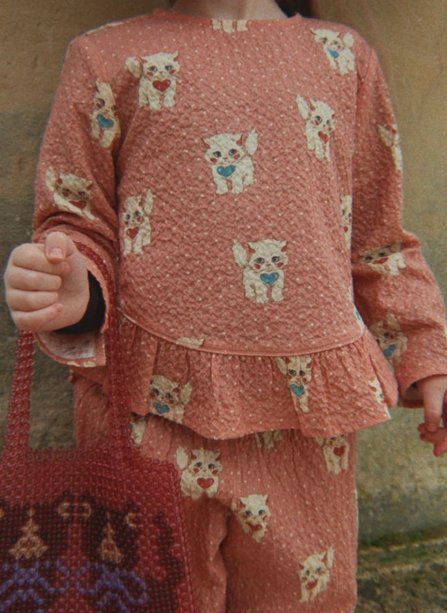 Blouse Eline Chats Coton Bio | Rose