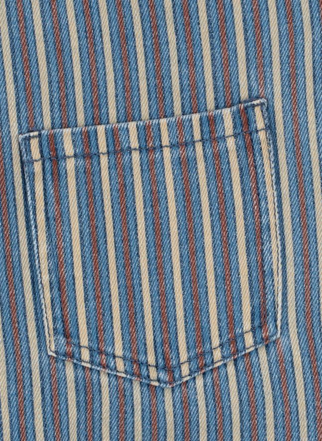 Salopette Magot Rayée Denim Coton Bio | Bleu