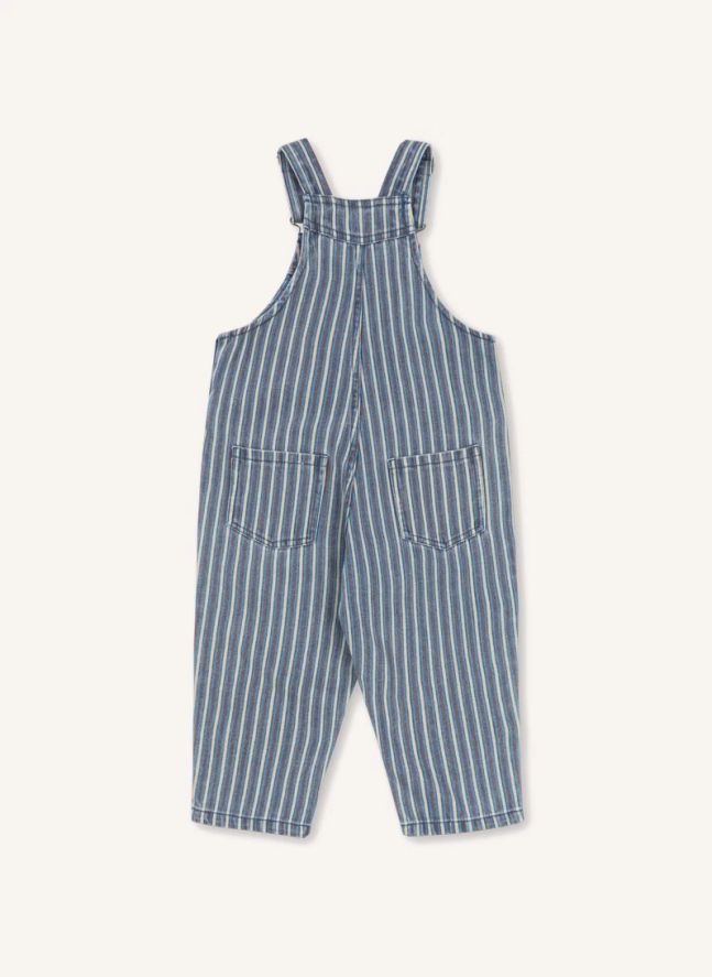 Salopette Magot Rayée Denim Coton Bio | Bleu