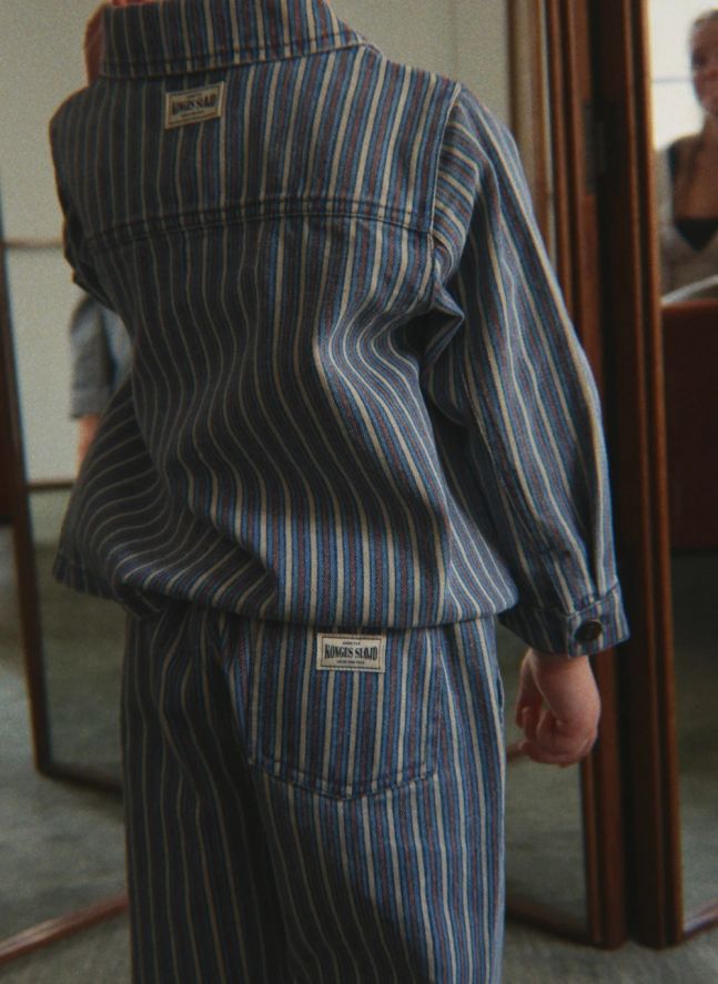 Jean Magot Rayé Coton Bio | Bleu