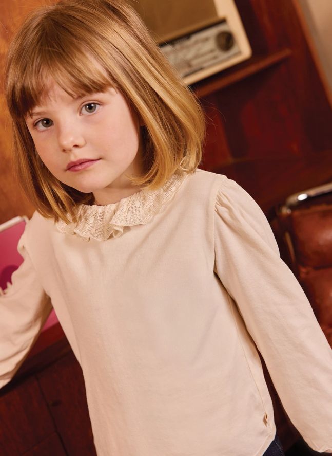 Piris ruffled collar T-shirt | Pink