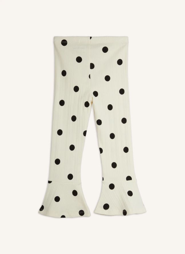 Pantalon Flare Pois Coton Bio | Ecru