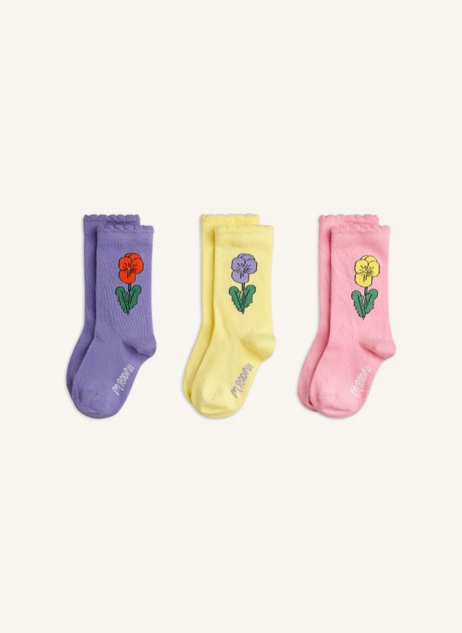 Lot de 3 Paires de Chaussettes Fleurs Coton Bio | Rose