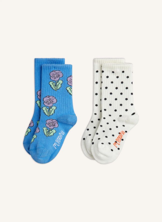Lot de 2 Paires de Chaussettes Pois Coton Bio | Bleu