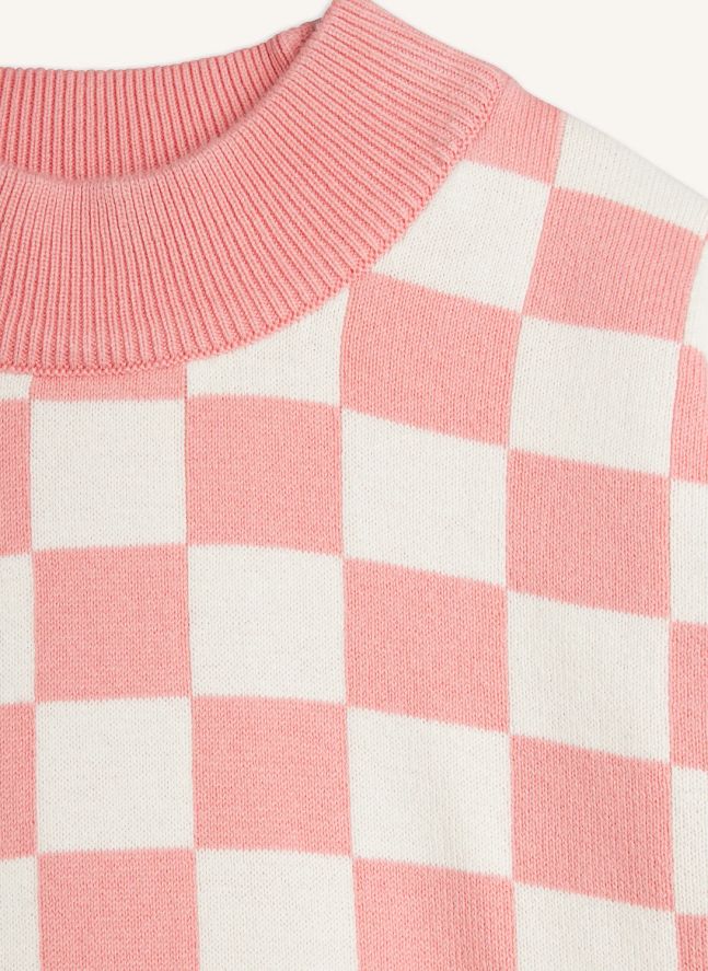 Sweat Damier Coton Bio | Rose