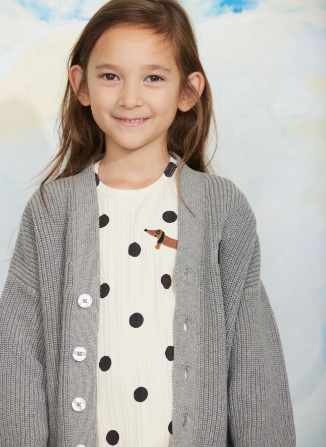 Cardigan Coton Bio | Gris chiné