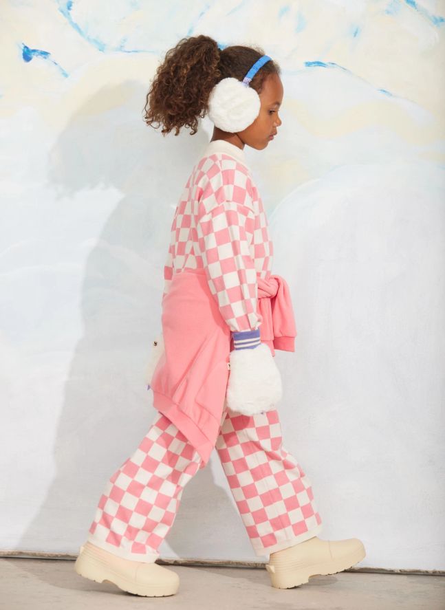 Sweat Damier Coton Bio | Rose