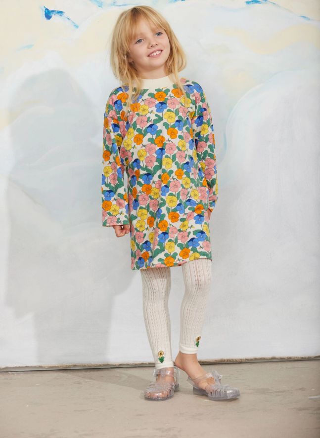 Robe Fleurie Coton Bio | Ecru
