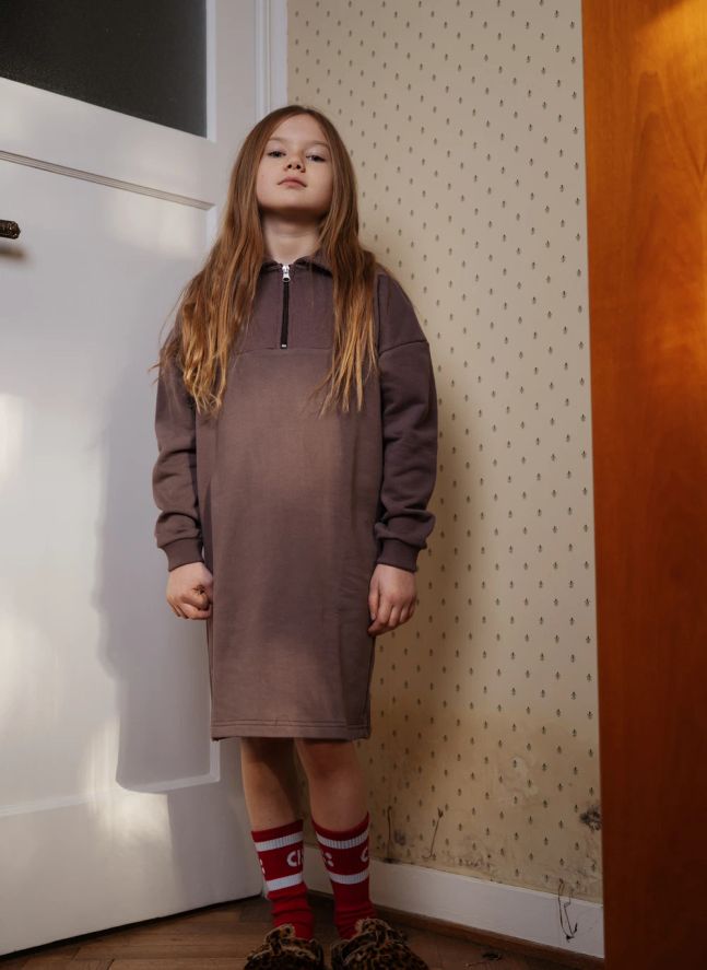 Robe Polo Zippée Coton Bio | Taupe
