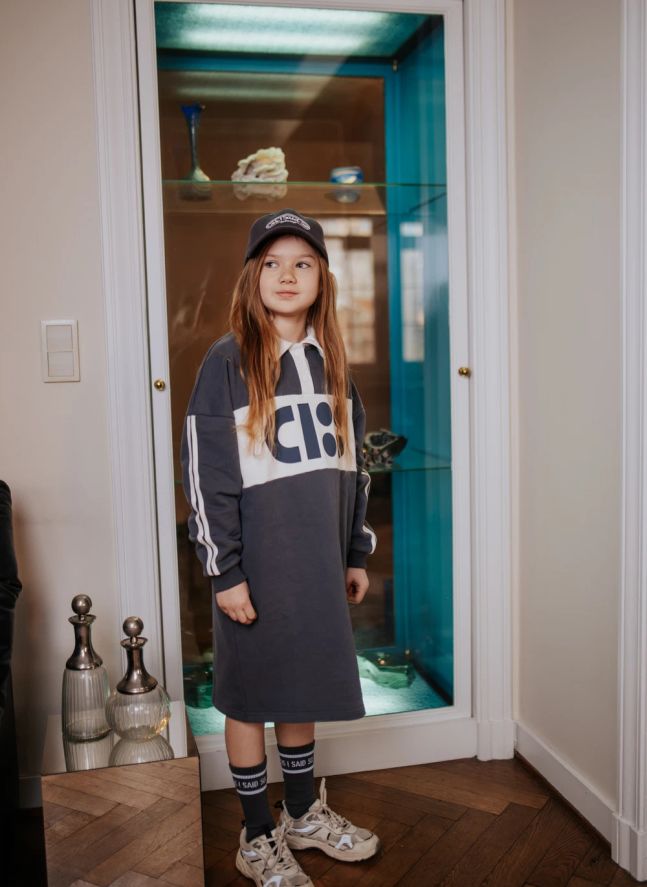 Robe Polo Logo Coton Bio | Gris
