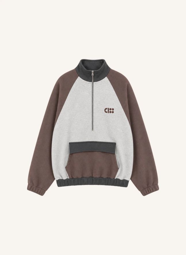 Sweat Zippé Logo Coton Bio | Marron
