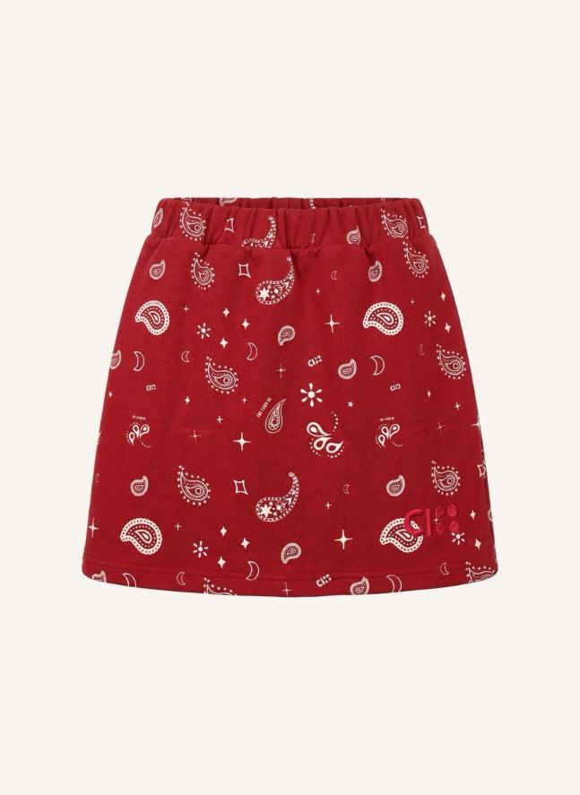 Organic Cotton Paisley Skirt | Red