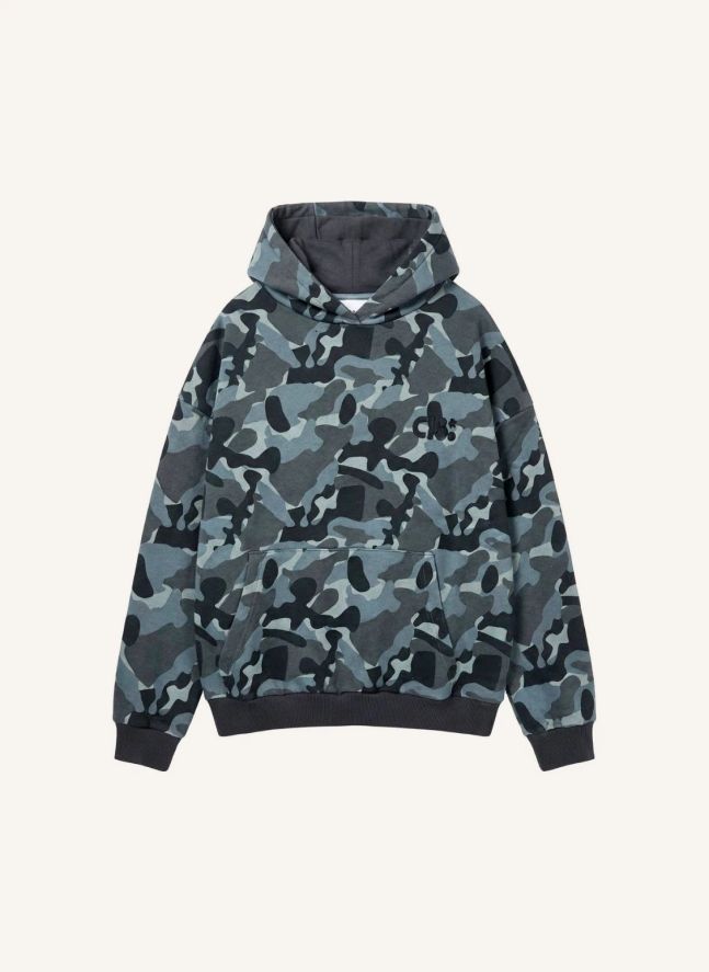 Sweat Capuche Camo Coton Bio | Gris