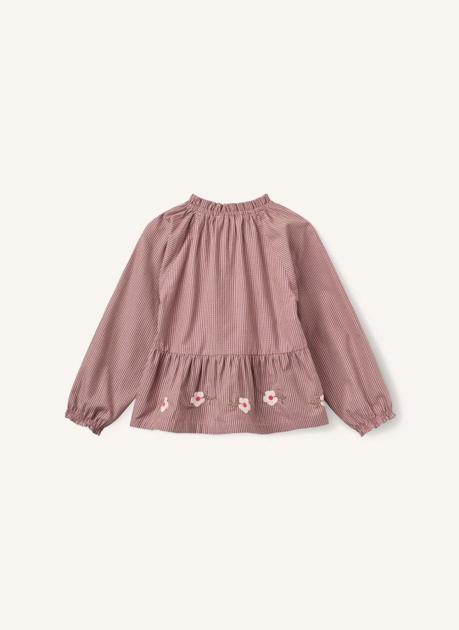 Organic Cotton Blouse with Floral Embroidery | Dusty Pink