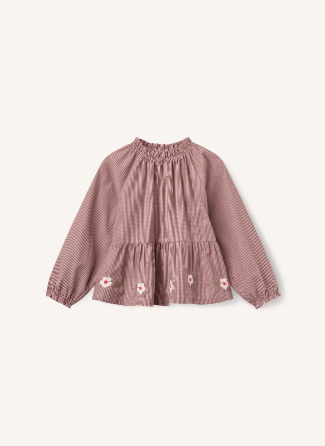 Organic Cotton Blouse with Floral Embroidery | Dusty Pink