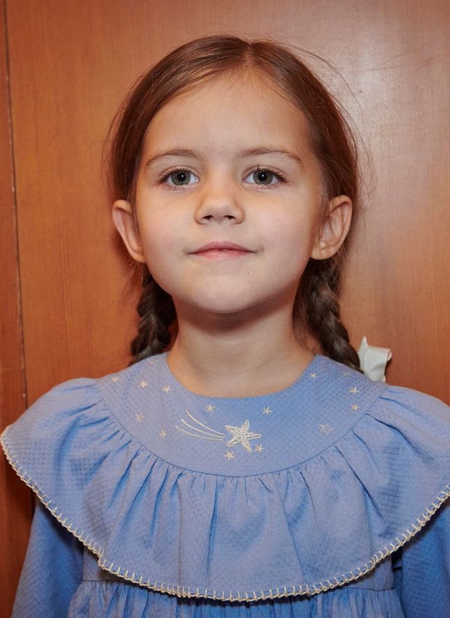 Robe Volants Brodée Etoiles Coton Bio | Bleu ciel