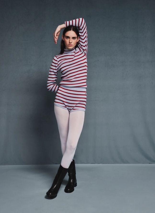 Pull Rayures Coton Bio et Laine Mérinos | Bleu ciel