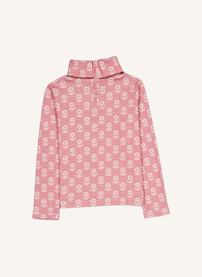 Col Roulé Twiggy Fleuri Coton Bio | Rose