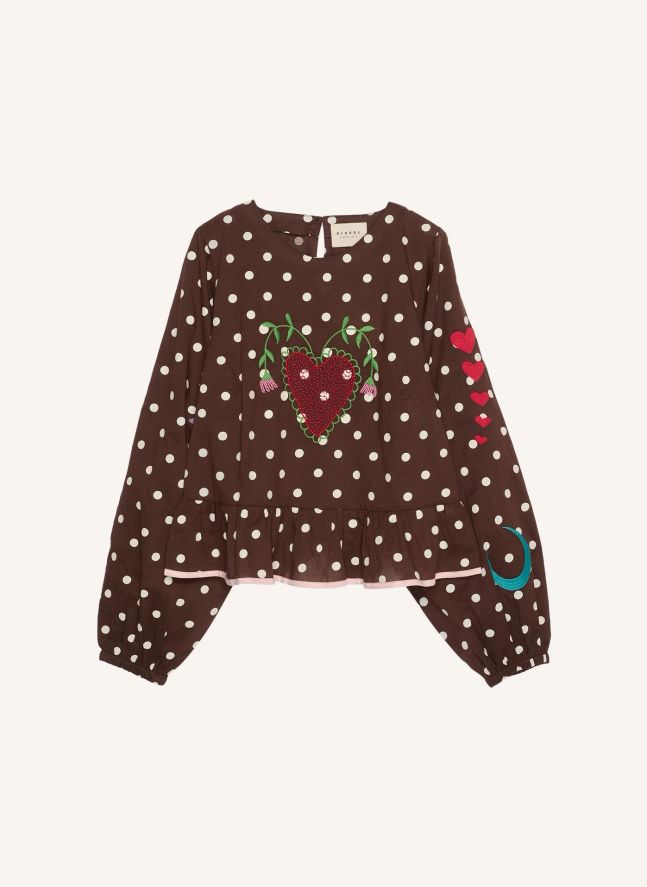 Blouse Pois Diana Coton Bio | Marron