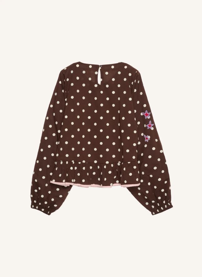 Blouse Pois Diana Coton Bio | Marron