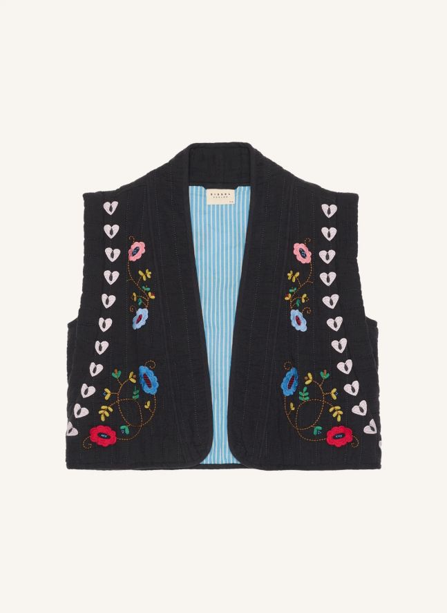 Veste Sans Manches Samira Coton Bio | Noir