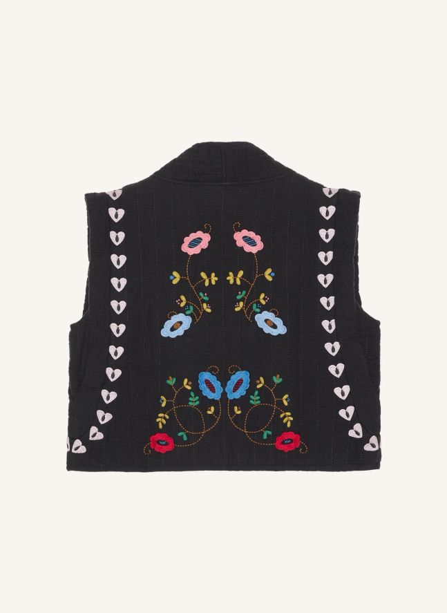 Veste Sans Manches Samira Coton Bio | Noir