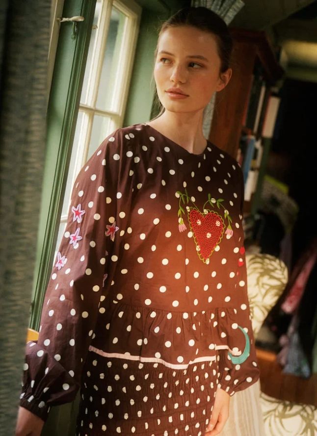 Blouse Pois Diana Coton Bio | Marron
