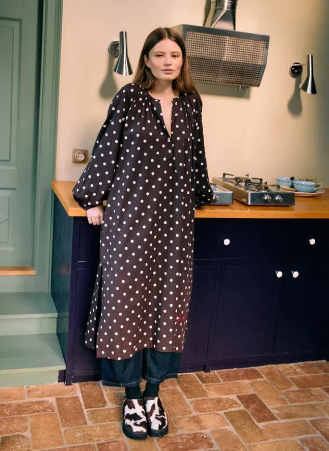 Robe Pois Lara Coton Bio | Marron