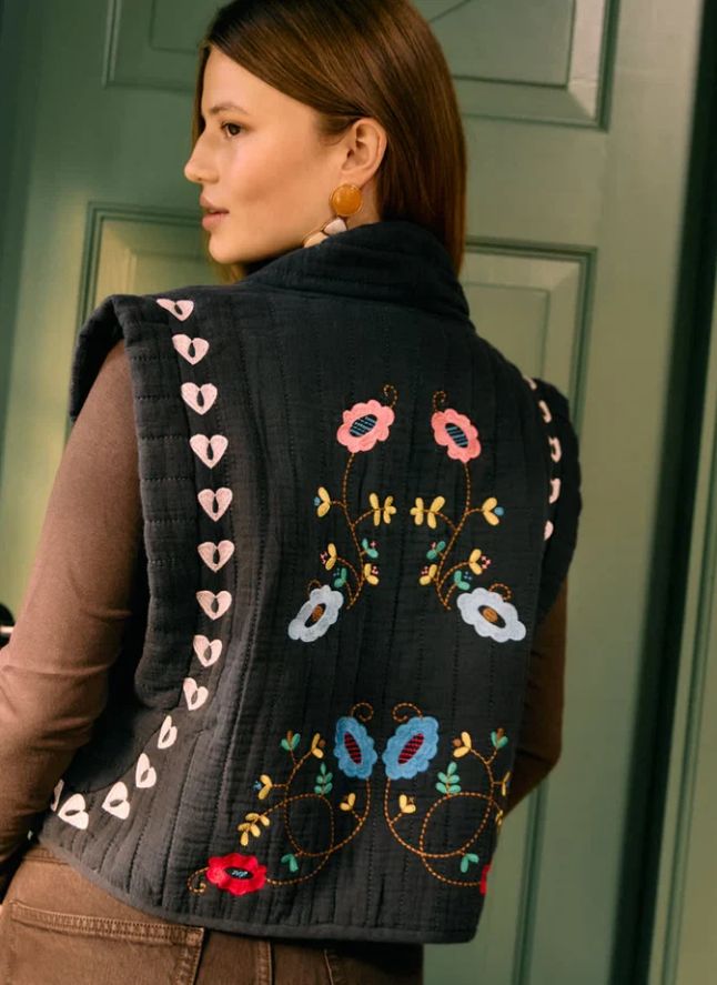 Veste Sans Manches Samira Coton Bio | Noir