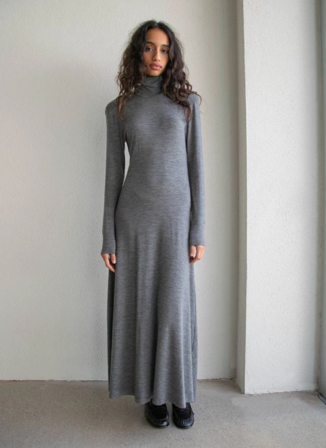 Robe Col Roulé Laine | Gris