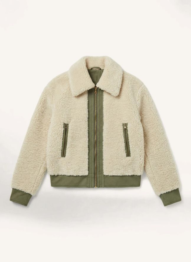 Vlora Shearling Bomber Jacket | Khaki