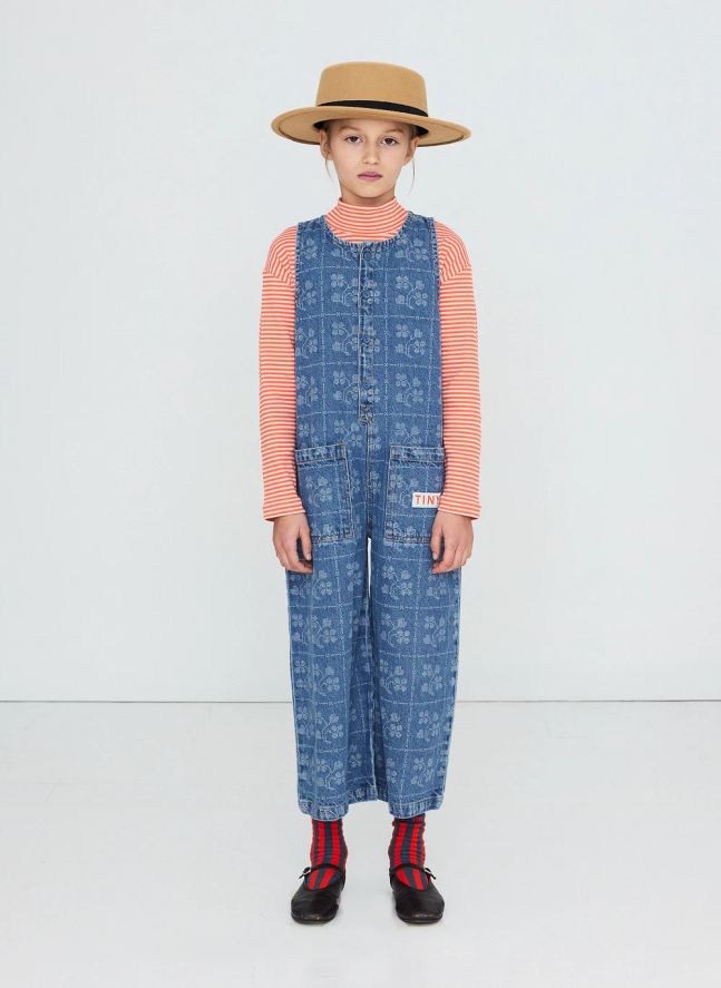 Salopette Fleurie Denim | Bleu