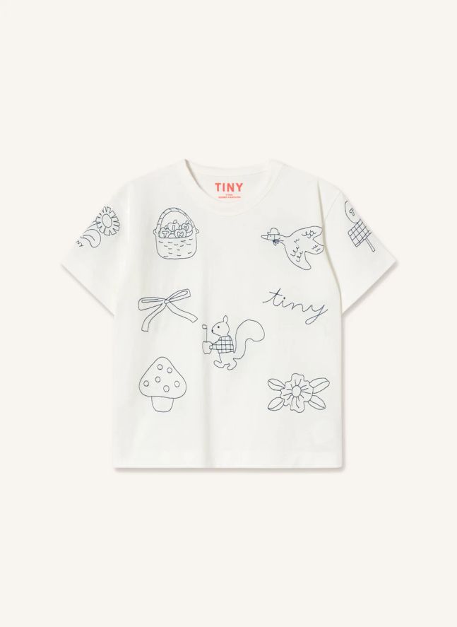 T-shirt Champignons Coton Bio | Blanc