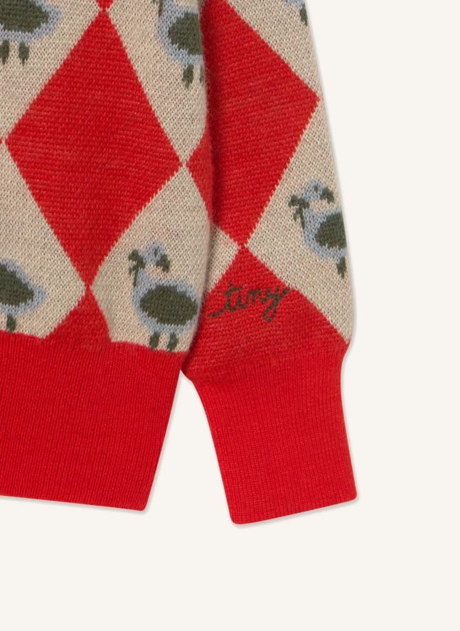 Pull Argyle Laine | Rouge