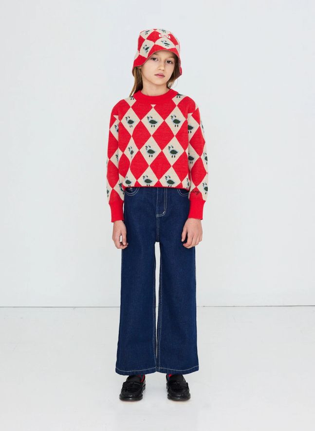 Pull Argyle Laine | Rouge