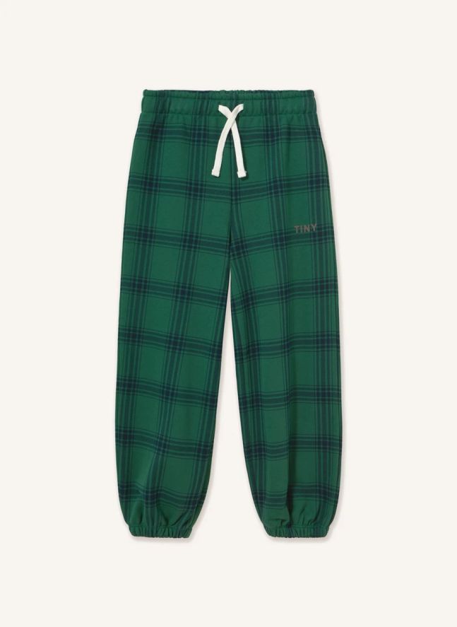 Jogger Carreaux Coton Bio | Vert