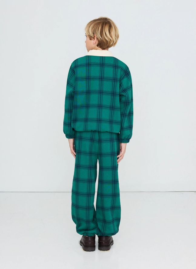 Jogger Carreaux Coton Bio | Vert