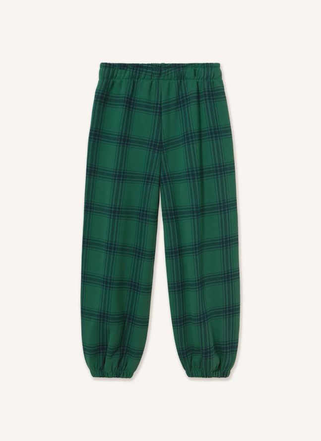 Jogger Carreaux Coton Bio | Vert