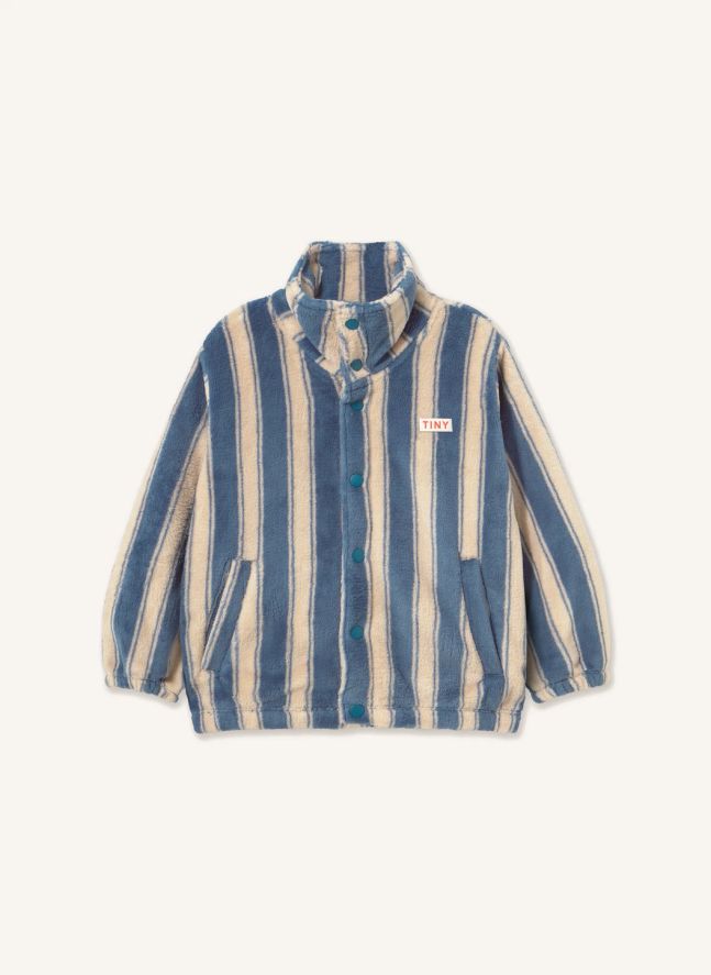 Veste Polaire Rayée | Bleu pétrole