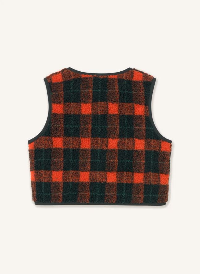 Veste Sans Manches Façon Sherpa Carreaux | Rouge
