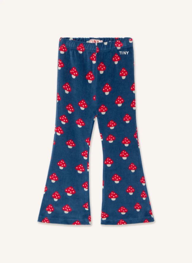Pantalon Flare Champignons Coton Bio | Bleu