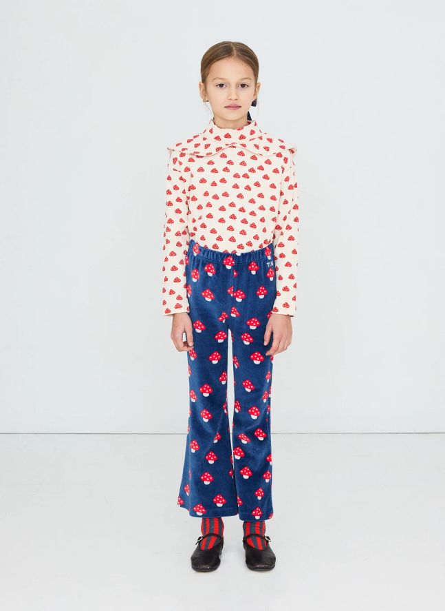 Pantalon Flare Champignons Coton Bio | Bleu